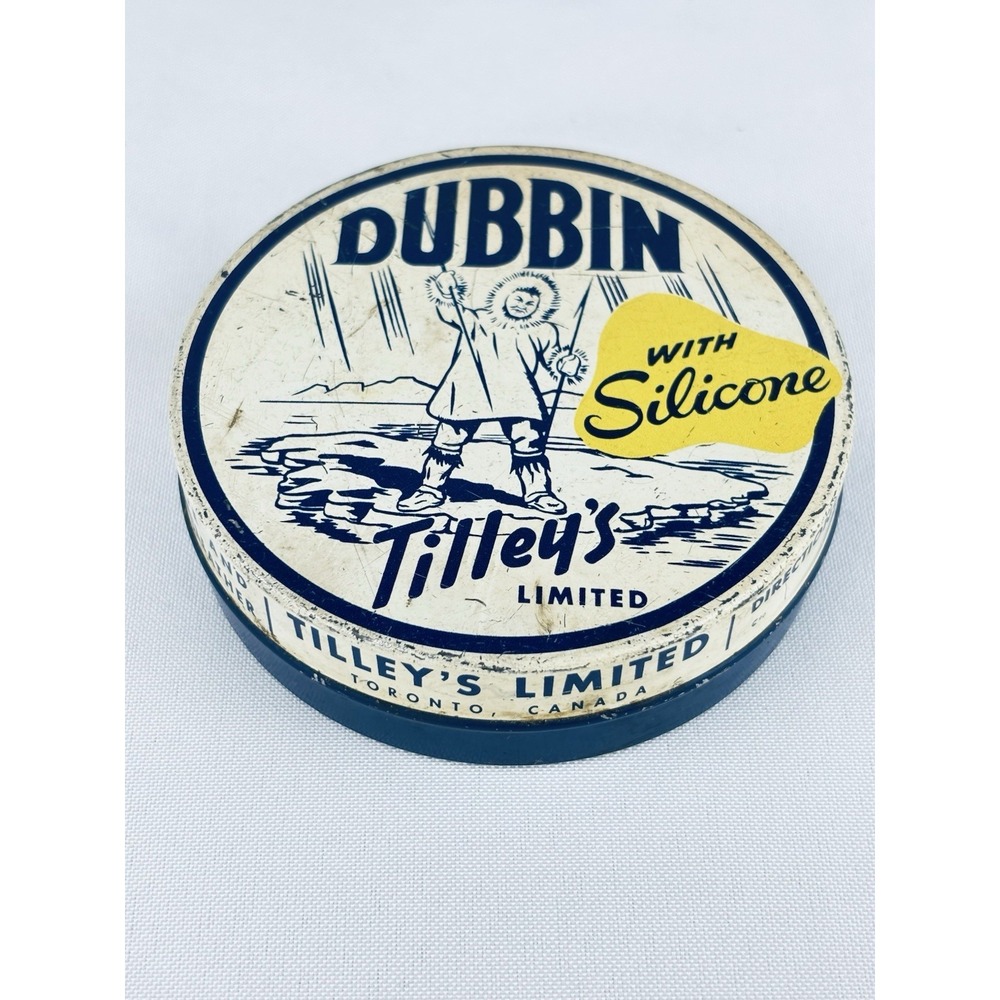 Vintage Dubbin Tilley's Limited Shoe Waterproofing Tin - Canada - Graphics!